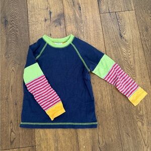 Hanna Andersson Navy and Striped Long Sleeve Tee